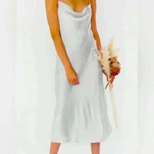 Show Me Your Mumu Verona Cowl Dress ~ M~ Silver Luxe Satin ~ NEW in package!